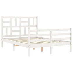 Maison Chic Cadre/structure de lit avec tête de lit pour adulte - Lit Moderne Chambre blanc double bois massif -MN43332 pas cher