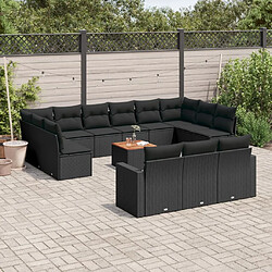 Maison Chic Salon de jardin avec coussins 14 pcs, Ensemble Tables et chaises de jardin, noir résine tressée -GKD314497