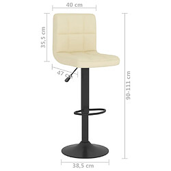 vidaXL Tabouret de bar Crème Tissu pas cher