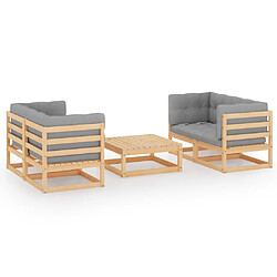 Maison Chic Salon de jardin 5 pcs + coussins - Mobilier/Meubles de jardin - Table et chaises d'extérieur Bois de pin massif -MN13947