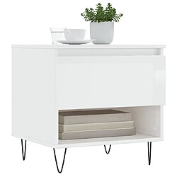 Avis Maison Chic Table basse,Table Console Table d'appoint, Table pour salon blanc brillant 50x46x50 cm bois d'ingénierie -MN47950