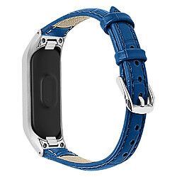 Bracelet en PU crocodile avec cadre bleu foncé pour votre Samsung Galaxy Fit-e/SM-R375