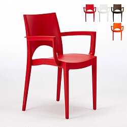 24 Chaises Paris Arm Grand Soleil accoudoirs polypropylène offre stock, Couleur: Rouge