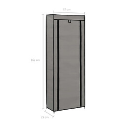 vidaXL Armoire à chaussures avec housse Gris 57x29x162 cm Tissu pas cher