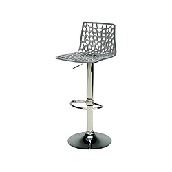 Avis Vente-Unique Lot de 2 Tabourets de bar CLARK - Polypropylène - Hauteur réglable - Gris perle