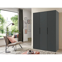 Pegane Armoire, meuble de rangement coloris graphite- Longueur 150 x Hauteur 216 x Profondeur 58 cm