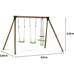 Acheter Habitat Et Jardin Portique bois Lana - Avec 2 balançoires et 1 vis-à-vis.