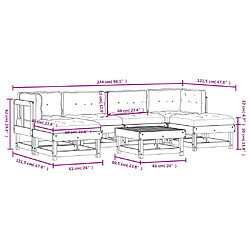 vidaXL Salon de jardin 7 pcs avec coussins blanc bois massif pas cher