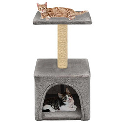 Helloshop26 Arbre à chat griffoir grattoir niche jouet animaux peluché en sisal 55 cm gris 3702078