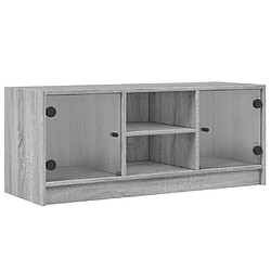 vidaXL Meuble TV avec portes en verre sonoma gris 102x37x42 cm