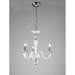 Luminaire Center Suspension Nardini 3 Ampoules chrome poli/blanc Faux cuir/cristal