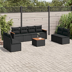 Maison Chic Salon de jardin 9 pcs avec coussins | Ensemble de Table et chaises | Mobilier d'Extérieur noir résine tressée -GKD99112