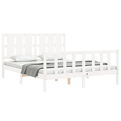 Acheter Maison Chic Lit adulte - Cadre Structure de lit avec tête de lit Contemporain blanc 160x200 cm bois massif -MN43515