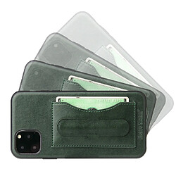 Wewoo Coque Souple Fierre Shann Étui de protection en cuir à couverture totale avec support et fente pour carte iPhone 11 vert