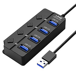 Hub USB vers USB 3.0 et 3x USB 2.0 Transfert de données 5Gb/s LinQ Noir