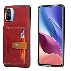 Coque en TPU + PU avec béquille et porte-cartes rouge pour votre Xiaomi Redmi K40/Redmi K40 Pro/Poco F3