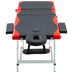 vidaXL Table de massage pliable 3 zones Aluminium Noir et rouge