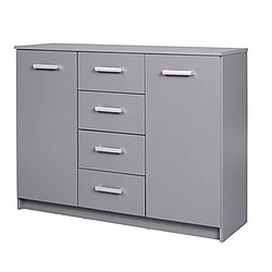 Pegane Buffet 2 portes + 4 tiroirs coloris gris graphite - Longueur 119,2 x hauteur 91,5 x profondeur 40 cm