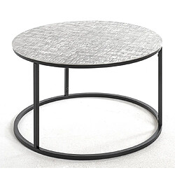 Pegane Table d'appoint ronde en métal noir et aluminium argenté -diamètre 59 x hauteur 37 cm