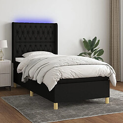 Sommier à lattes,Cadre à lattes de lit pour Adulte matelas et LED Noir 90x200 cm Tissu -MN60594