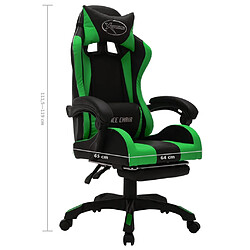 vidaXL Fauteuil de jeux vidéo avec LED RVB Vert et noir Similicuir pas cher