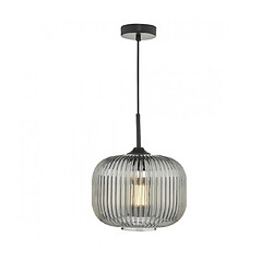 Luminaire Center Suspension Demarius Noir mat,verre fumé 1 ampoule 29cm