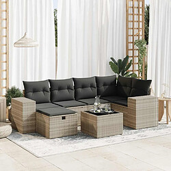 vidaXL Salon de jardin avec coussins 7 pcs gris clair résine tressée