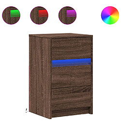 vidaXL Armoire de chevet et lumières LED chêne marron bois ingénierie