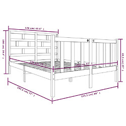 vidaXL Cadre de lit Marron miel Bois pin massif 120x190cm Petit Double pas cher