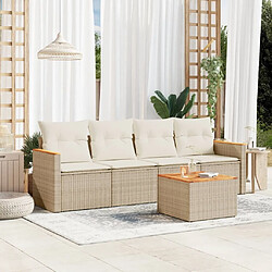 Maison Chic Salon de jardin avec coussins 5 pcs | Ensemble de Table et chaises | Mobilier d'Extérieur beige résine tressée -GKD56608