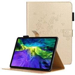 Etui en PU + TPU motif fleur de prunier avec support or pour votre iPad Pro 11-pouces (2021)/(2020)/(2018)