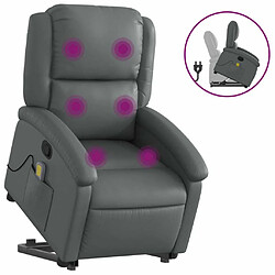 Maison Chic Fauteuil Relax pour salon, Fauteuil inclinable de massage Gris Similicuir -GKD10945