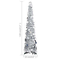 Acheter vidaXL Sapin de Noël artificiel escamotable argenté 120 cm PET