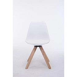 Decoshop26 Chaise de salle à manger x1 chaise visiteur assise pivotant à 360° en PVC et plastique blanc piètement en bois carré clair 10_0003471