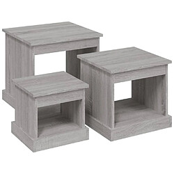 vidaXL Tables basses 3 pcs sonoma gris bois d'ingénierie