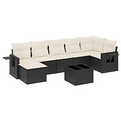 vidaXL Salon de jardin 8 pcs avec coussins noir résine tressée