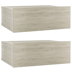 Maison Chic Lot de 2 Tables de chevet murales - Tables de Nuit flottantes Chêne sonoma 40x30x15 cm