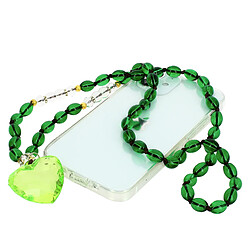 Avizar Bijou de Téléphone Bracelet à Perles Ovales et Cœur 80cm Collection Romeo Vert