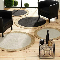 Acheter Paris Prix Tapis Déco Rond en Jute Mario 120cm Noir & Or