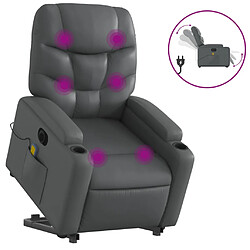 vidaXL Fauteuil inclinable de massage électrique gris similicuir