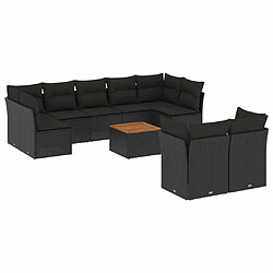 Maison Chic Salon de jardin 10 pcs avec coussins, Ensemble Tables et chaises d'extérieur noir résine tressée -GKD766439