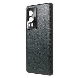 Coque en TPU + cuir véritable texture litchi, anti-rayures, vert foncé pour votre Vivo X70 Pro