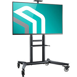 ONKRON Support TV Roulettes pour 55" - 90" TV & Ecran, Meuble TV sur Roulettes de 75 kg - Ecran Geant sur Roulette VESA 200x200 - VESA 800x600/Chariot TV à Roulettes Hauteur Réglable TS1871-B Noir