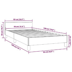 vidaXL Cadre de lit sans matelas gris foncé 90x190 cm tissu pas cher