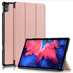 Etui en PU sommeil et réveil automatique à trois volets avec support or rose pour votre Lenovo Tab P11 TB-J606F