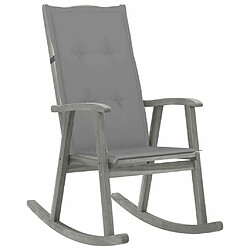 Maison Chic Chaise à bascule avec coussin | Fauteuil à bascule Rocking chairs Gris Bois d'acacia massif -GKD50788