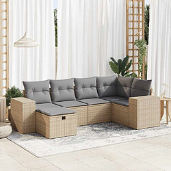 vidaXL Salon de jardin avec coussins 6 pcs beige résine tressée