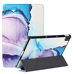 Etui en PU texture de soie avec support blanche/bleu/violet pour votre Lenovo Tab P11