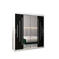 Abiks Meble Armoire YORK 1 À Portes Coulissantes 200/180/62 2 Portes (Blanc/Noir)