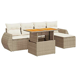 vidaXL Salon de jardin avec coussins 6 pcs beige résine tressée